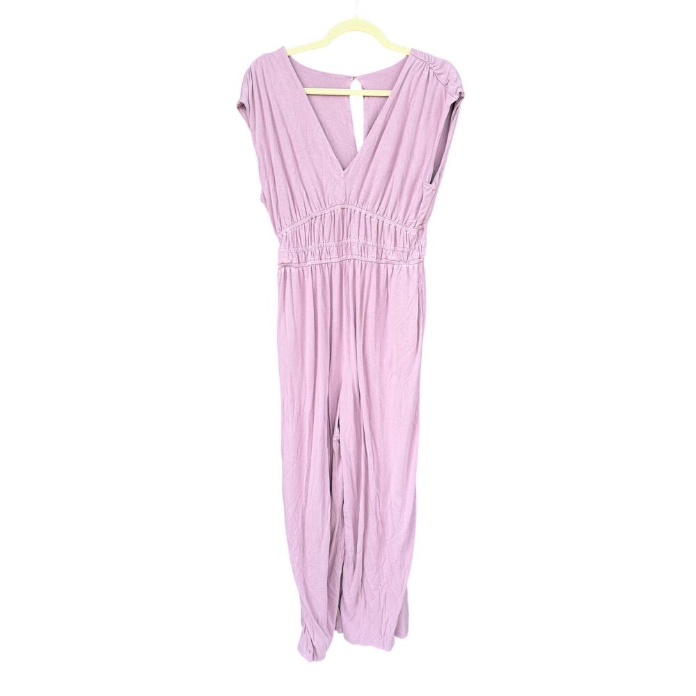 Old Navy Mauve Sleeveless Smocked Waist V Neck Wide Leg Jumpsuit M